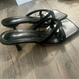 Black Kitten Heel Sandal